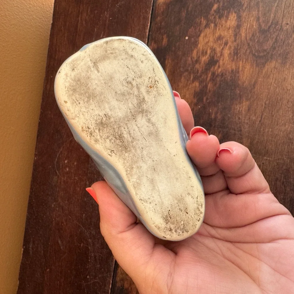 Vintage Baby Bootie Planter Blue Ceramic Shoe Shaped Vase‎ Nursery Decor